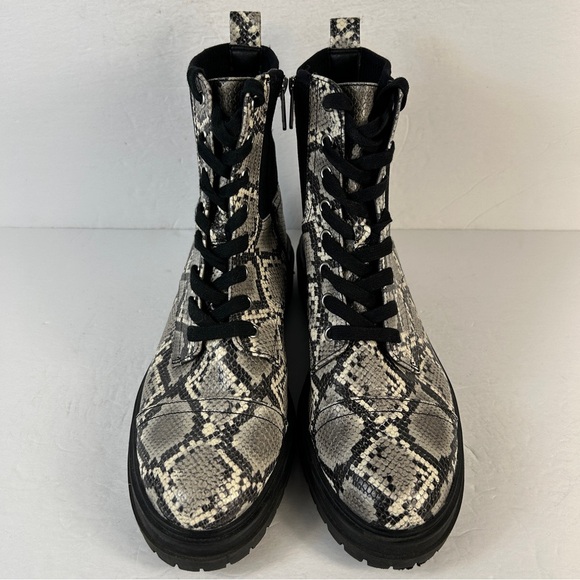Circus by Sam Edelman Giovanny Snake Print Combat Boots 10 - Picture 3 of 10